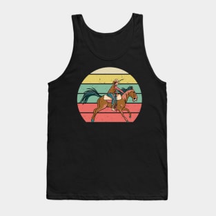 Horse Riding Sun in vintage retro style Cowgirl Tank Top